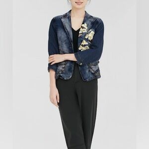 XOXO Blue Floral Denim Jacket